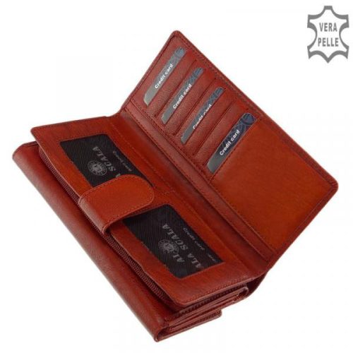 La Scala POP452 piros hátul kártyatartós bőr női pénztárca