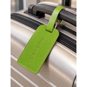 Travelite zöld bőr bőröndcímke