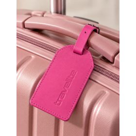 Travelite rózsaszín bőr bőröndcímke