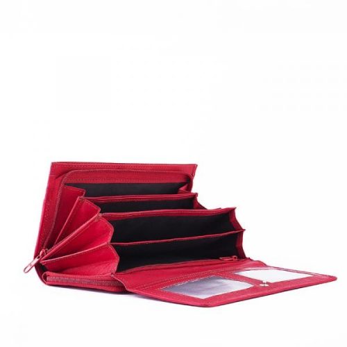 La Scala ADC-34 piros hátul kártyatartós bőr női pénztárca