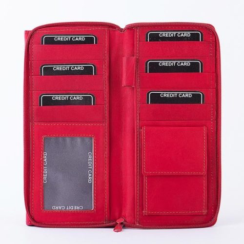 La Scala ADC-34 piros hátul kártyatartós bőr női pénztárca