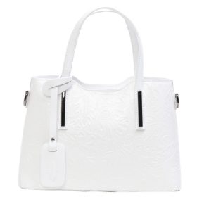 Kézitáska OLASZ BŐR 5136 Fehér virág