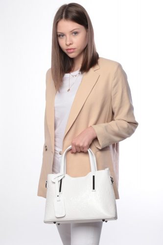 Kézitáska OLASZ BŐR 5136 Fehér virág