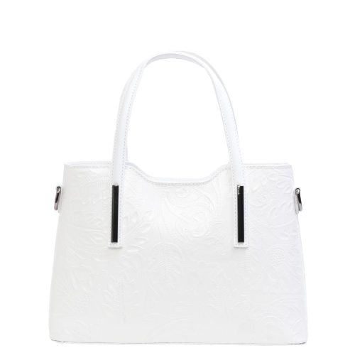 Kézitáska OLASZ BŐR 5136 Fehér virág