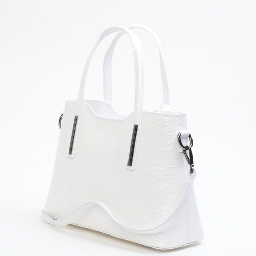 Kézitáska OLASZ BŐR 5136 Fehér virág