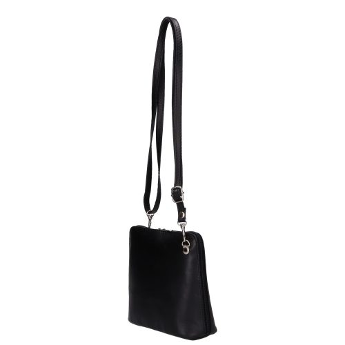 Olasz bőr 5128 fekete puha bőr női kicsi oldaltáska