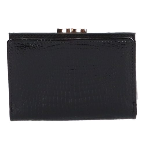 Kroko Mander J11-009 fekete lakk bőr keretes kicsi pénztárca