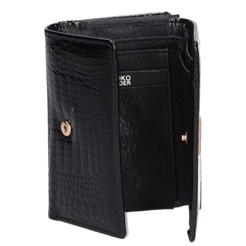 Kroko Mander J11-009 fekete lakk bőr keretes kicsi pénztárca