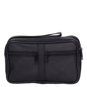 Autóstáska férfi 0089-0009 Fekete bőr dupla kicsi