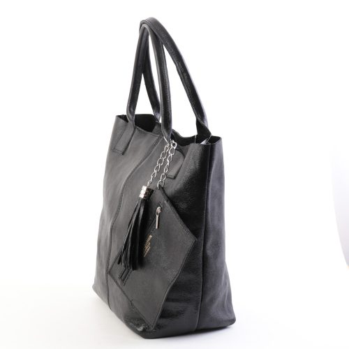 Táska OLASZ BŐR 5230 Fekete fényes női