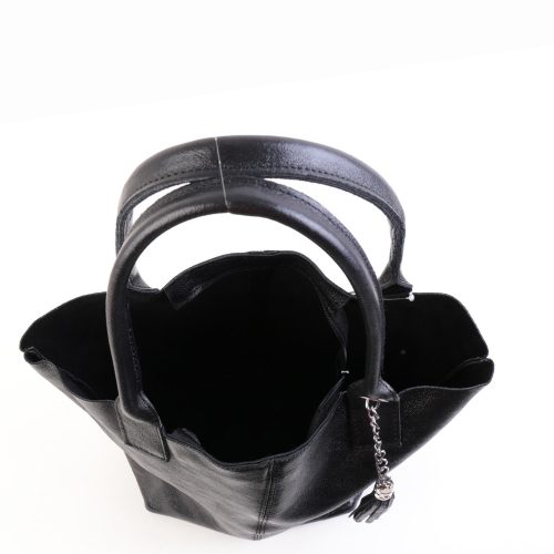 Táska OLASZ BŐR 5230 Fekete fényes női