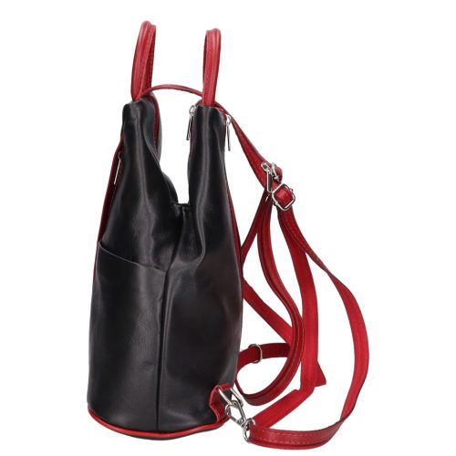 Olasz bőr 1360 fekete piros hátizsák