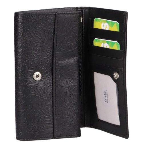 Farkas 8670 fekete virágos bőr női pénztárca