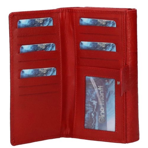 Farkas 8674 piros virágos hátul kártyatartós bőr női pénztárca