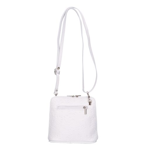 Olasz bőr 5128 fehér virágos női kicsi oldaltáska