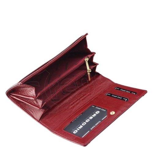 Gregorio GP114 piros fekete lakk bőr pénztárca