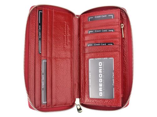 Gregorio BT-119 fekete lepkés lakk bőr női pénztárca