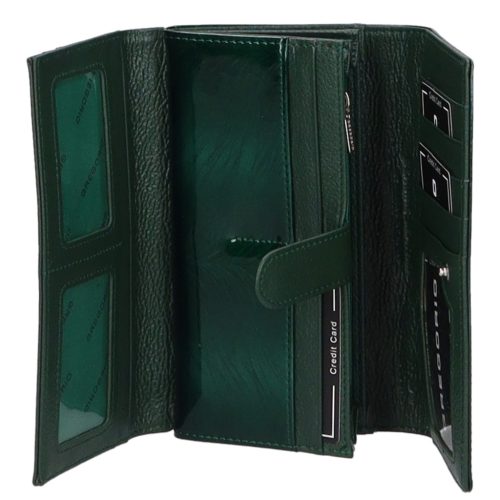Patrizia FF-102 zöld elöl kártyatartós bőr lakk pénztárca