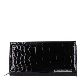 Pénztárca Gregorio BC 106 Fekete lakk bőr