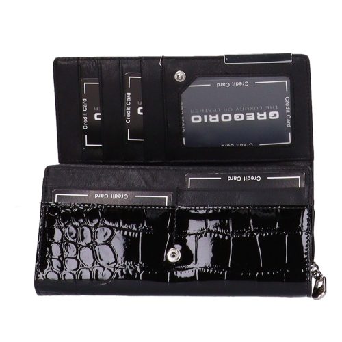 Pénztárca Gregorio BC 106 Fekete lakk bőr