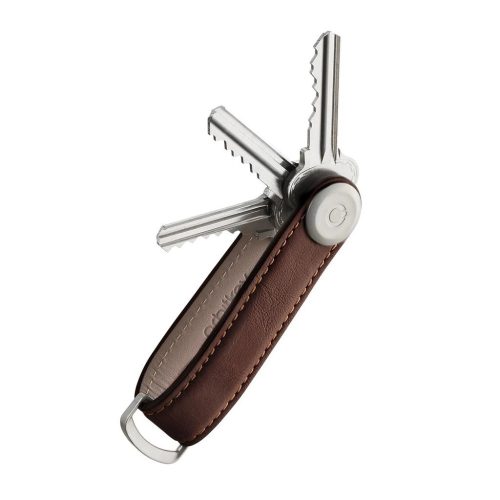 Kulcstartó Orbitkey KEY ORGANISER 2.0 Silver-Espresso/Brown bőr