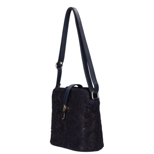 Táska OLASZ BŐR 0600 Kék virág kicsi női