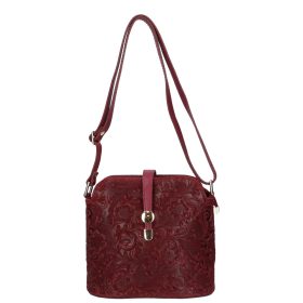 Táska OLASZ BŐR 0600 Bordó virág kicsi női