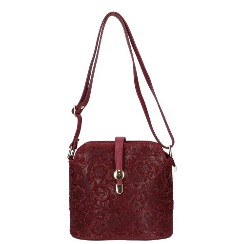 Táska OLASZ BŐR 0600 Bordó virág kicsi női