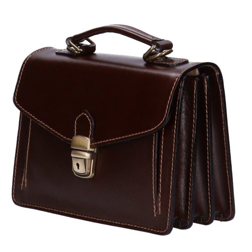 Táska OLASZ BŐR Barna kicsi fekvő autóstáska