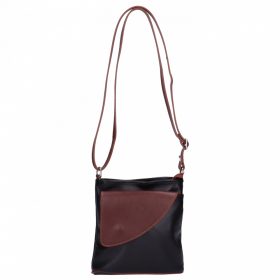 Táska OLASZ BŐR kicsi elöl íves Fekete-Barna