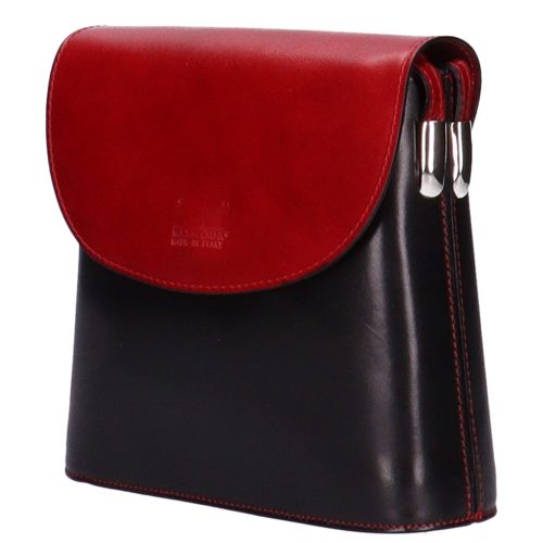 Táska OLASZ BŐR kicsi áthajtós Fekete-Piros