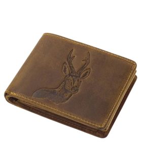 Pénztárca OZ1021 Barna bőr férfi Őz állatos