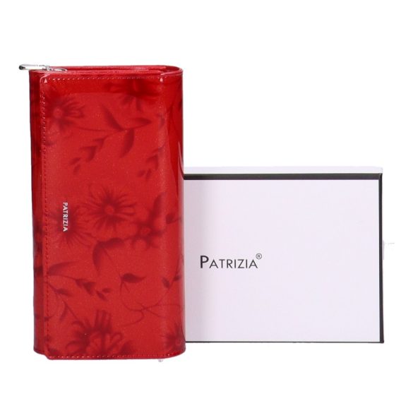 Patrizia FL-106 piros virágos lakk bőr női pénztárca