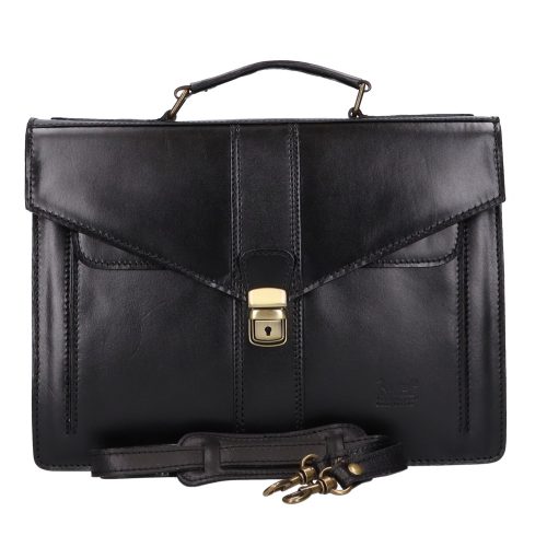 Aktatáska 1723 bőr 2 rekeszes fekete kisebb 