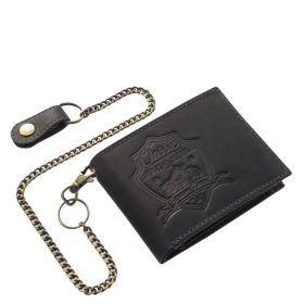 Pénztárca  GREEN DEED MPA1021 Fekete bőr férfi páncélos motoros