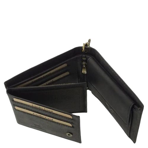 Pénztárca  GREEN DEED MPA1021 Fekete bőr férfi páncélos motoros