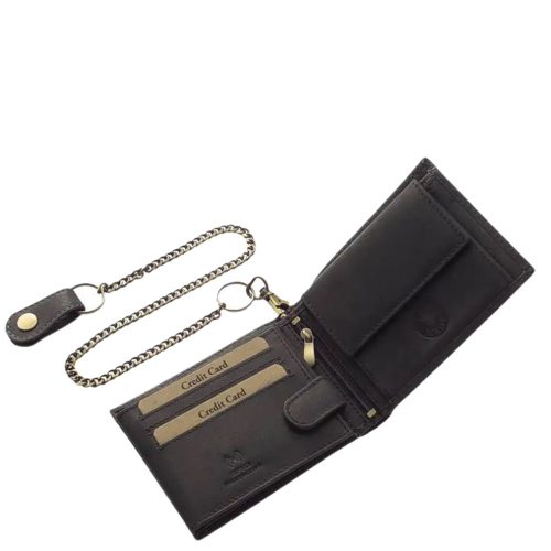 Pénztárca  GREEN DEED MPA1021 Fekete bőr férfi páncélos motoros