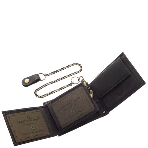 Pénztárca  GREEN DEED MPA1021 Fekete bőr férfi páncélos motoros