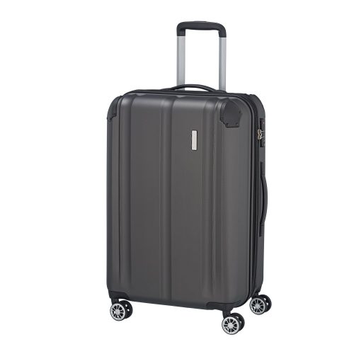 Travelite City M antracit 4 kerekű bővíthető közepes méretű bőrönd 