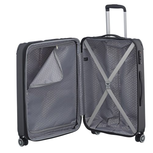 Travelite City M antracit 4 kerekű bővíthető közepes méretű bőrönd 