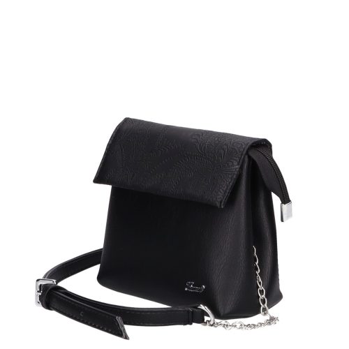 Karen D 383 fekete virágos rostbőr táska