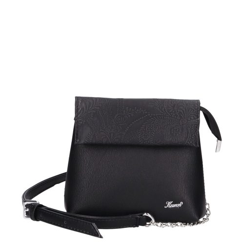 Karen D 383 fekete virágos rostbőr táska