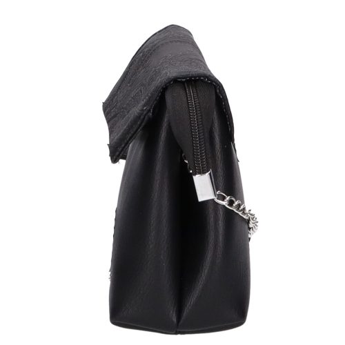 Karen D 383 fekete virágos rostbőr táska