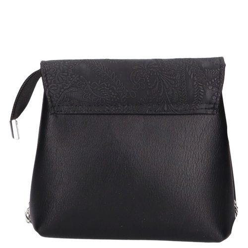 Karen D 383 fekete virágos rostbőr táska