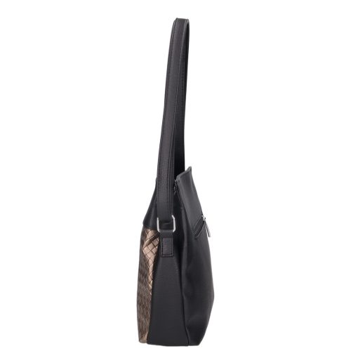 Karen D 214 fekete bronz mintás rostbőr női táska