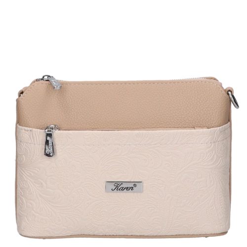 Karen 9358 drapp bézs virág rostbőr táska