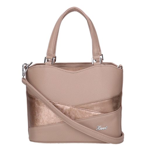 Karen D 565 drapp bronz virág mintás rostbőr női kézitáska