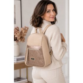   Karen N 242 drapp bronz virág mintás rostbőr női hátizsák