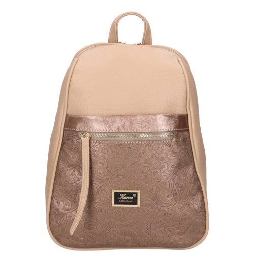 Karen N 242 drapp bronz virág mintás rostbőr női hátizsák