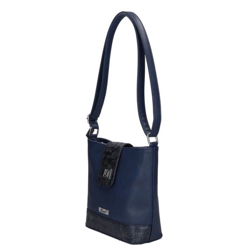 Karen 9437 kék virág mintás rostbőr crossbody táska